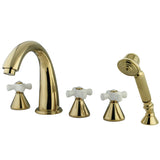 Milano Three-Handle 5-Hole Deck Mount Roman Tub Faucet with Hand Shower
