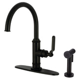 Whitaker Single-Handle Deck Mount Kitchen Faucet with Brass Sprayer