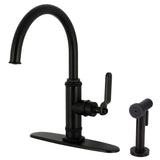 Whitaker Single-Handle 2-Hole Deck Mount Kitchen Faucet with Brass Side Sprayer