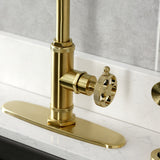 Webb Single-Handle 1-Hole Deck Mount Kitchen Faucet with Knurled Handle and Brass Side Sprayer