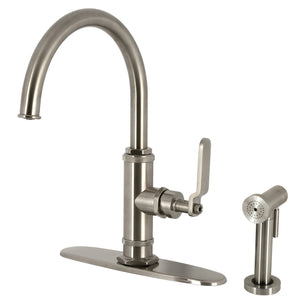 Whitaker Single-Handle Deck Mount Kitchen Faucet with Brass Sprayer