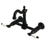 Heritage Double-Handle 2-Hole Wall-Mount Bridge Kitchen Faucet