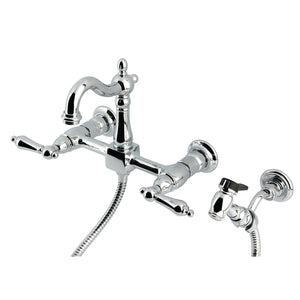 Heritage Two-Handle 3-Hole Wall Mount Kitchen Faucet