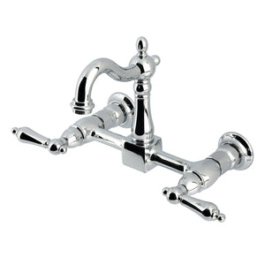 Heritage Double-Handle 2-Hole Wall-Mount Bridge Kitchen Faucet