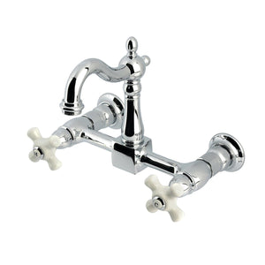 Heritage Double-Handle 2-Hole Wall-Mount Bridge Kitchen Faucet