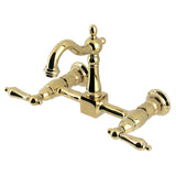 Heritage Double-Handle 2-Hole Wall-Mount Bridge Kitchen Faucet