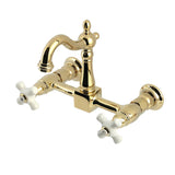 Heritage Double-Handle 2-Hole Wall-Mount Bridge Kitchen Faucet