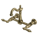 Heritage Double-Handle 2-Hole Wall-Mount Bridge Kitchen Faucet