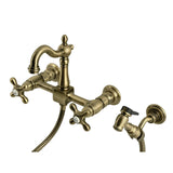 Heritage Two-Handle 3-Hole Wall Mount Kitchen Faucet