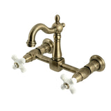 Heritage Double-Handle 2-Hole Wall-Mount Bridge Kitchen Faucet