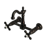 Heritage Double-Handle 2-Hole Wall-Mount Bridge Kitchen Faucet