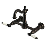 Heritage Double-Handle 2-Hole Wall-Mount Bridge Kitchen Faucet