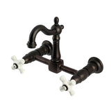 Heritage Double-Handle 2-Hole Wall-Mount Bridge Kitchen Faucet