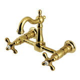 Heritage Double-Handle 2-Hole Wall-Mount Bridge Kitchen Faucet