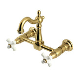 Heritage Double-Handle 2-Hole Wall-Mount Bridge Kitchen Faucet