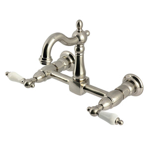 Heritage Double-Handle 2-Hole Wall-Mount Bridge Kitchen Faucet