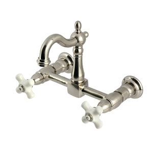 Heritage Double-Handle 2-Hole Wall-Mount Bridge Kitchen Faucet