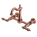 Heritage Double-Handle 2-Hole Wall-Mount Bridge Kitchen Faucet