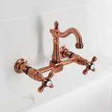 Heritage Double-Handle 2-Hole Wall-Mount Bridge Kitchen Faucet
