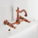 Heritage Double-Handle 2-Hole Wall-Mount Bridge Kitchen Faucet