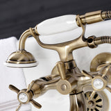 Essex Three-Handle 2-Hole Tub Wall Mount Clawfoot Tub Faucet with Handshower
