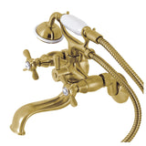 Essex Three-Handle 2-Hole Tub Wall Mount Clawfoot Tub Faucet with Handshower