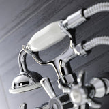Essex Three-Handle 2-Hole Wall Mount Clawfoot Tub Faucet with Handshower