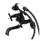 Essex Three-Handle 2-Hole Wall Mount Clawfoot Tub Faucet with Handshower