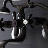 Essex Three-Handle 2-Hole Wall Mount Clawfoot Tub Faucet with Handshower