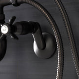 Essex Three-Handle 2-Hole Wall Mount Clawfoot Tub Faucet with Handshower