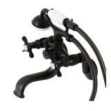 Essex Three-Handle 2-Hole Wall Mount Clawfoot Tub Faucet with Handshower