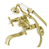 Essex Three-Handle 2-Hole Wall Mount Clawfoot Tub Faucet with Handshower