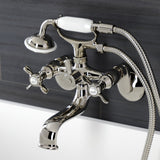 Essex Three-Handle 2-Hole Wall Mount Clawfoot Tub Faucet with Handshower
