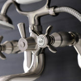 Essex Three-Handle 2-Hole Wall Mount Clawfoot Tub Faucet with Handshower