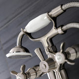 Essex Three-Handle 2-Hole Wall Mount Clawfoot Tub Faucet with Handshower