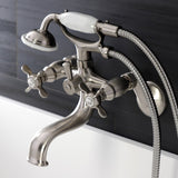 Essex Three-Handle 2-Hole Wall Mount Clawfoot Tub Faucet with Handshower
