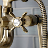Essex Three-Handle 2-Hole Deck-Mount Clawfoot Tub Faucet with Hand Shower