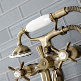 Essex Three-Handle 2-Hole Deck-Mount Clawfoot Tub Faucet with Hand Shower
