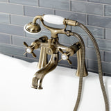 Essex Three-Handle 2-Hole Deck-Mount Clawfoot Tub Faucet with Hand Shower