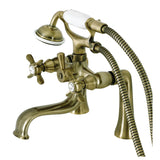 Essex Three-Handle 2-Hole Deck-Mount Clawfoot Tub Faucet with Hand Shower
