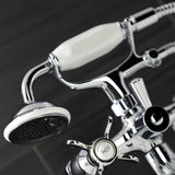 Essex Three-Handle 2-Hole Deck-Mount Clawfoot Tub Faucet with Hand Shower