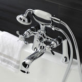 Essex Three-Handle 2-Hole Deck-Mount Clawfoot Tub Faucet with Hand Shower
