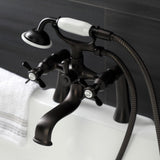 Essex Three-Handle 2-Hole Deck-Mount Clawfoot Tub Faucet with Hand Shower