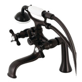 Essex Three-Handle 2-Hole Deck-Mount Clawfoot Tub Faucet with Hand Shower