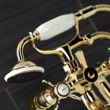 Essex Three-Handle 2-Hole Deck-Mount Clawfoot Tub Faucet with Hand Shower