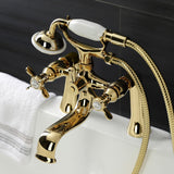 Essex Three-Handle 2-Hole Deck-Mount Clawfoot Tub Faucet with Hand Shower
