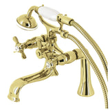 Essex Three-Handle 2-Hole Deck-Mount Clawfoot Tub Faucet with Hand Shower