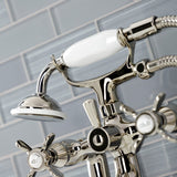 Essex Three-Handle 2-Hole Deck-Mount Clawfoot Tub Faucet with Hand Shower
