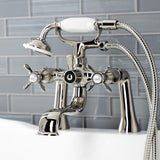 Essex Three-Handle 2-Hole Deck-Mount Clawfoot Tub Faucet with Hand Shower