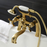Essex Three-Handle 2-Hole Deck-Mount Clawfoot Tub Faucet with Hand Shower